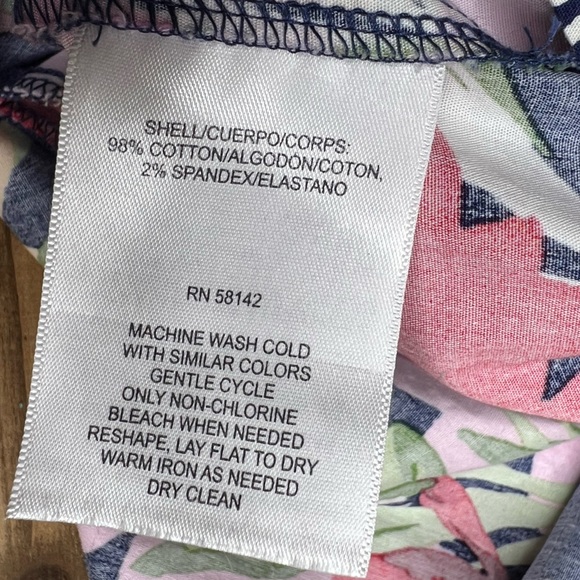 Maggy London Kayla Floral Trapeze Dress navy pink 4 Small Cotton EUC - Picture 7 of 14